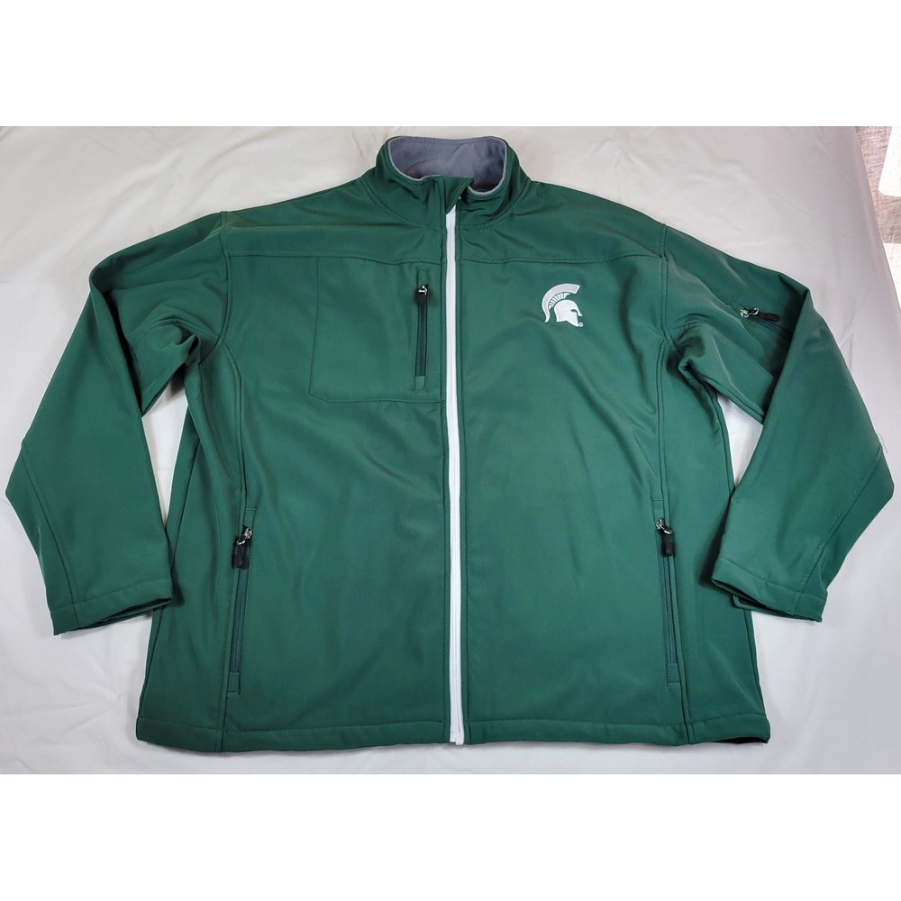 Knights Apparel Green Michigan State Spartans Softshell Jacket‎ Men's 2XL Lined